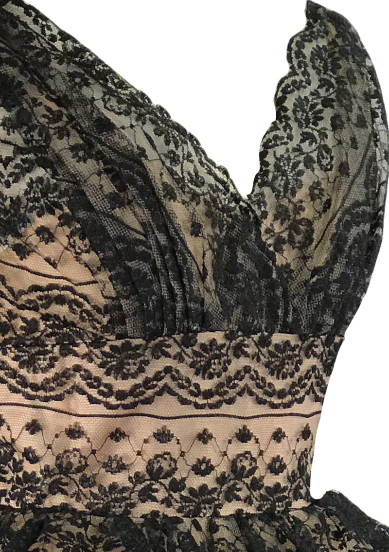 Spectacular 1950s Black Lace Cocktail Dress- New!