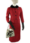 Vintage Early 1960s Ruby Red Wool Blend Suit- NEW!