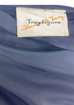 1950s Black Rayon Crepe Designer Dress with Appliqués- New! (SOLD)