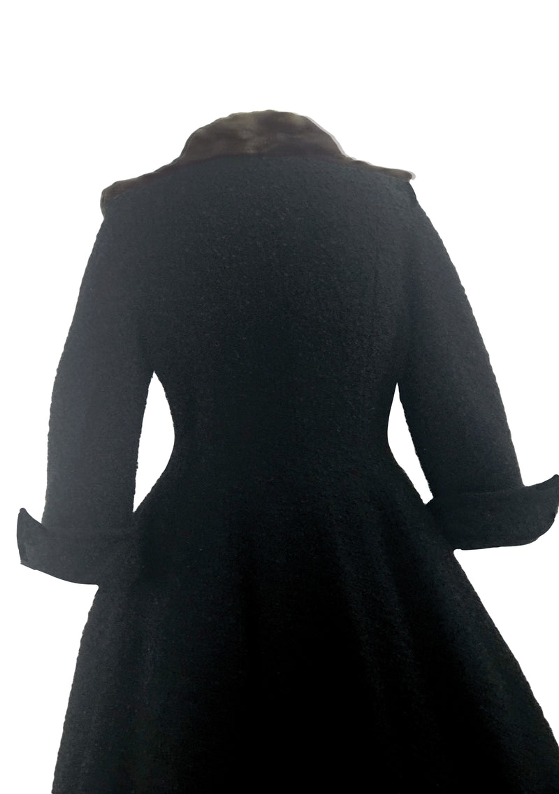 1950s Designer Lilli  Ann Black Boucle Princess Coat- New!