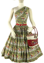 Late 1950s Florentine Print Cotton Dress - New!