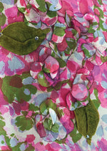 Eye-Catching 1950s Pink Floral 3D Applique Silk Dress - New!
