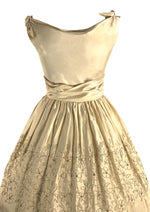1950s Beaded Pale Gold Silk Satin Cocktail Dress - New!