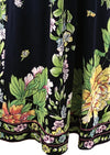 Vintage 1970s Black Floral Jersey Designer Maxi Dress - NEW!