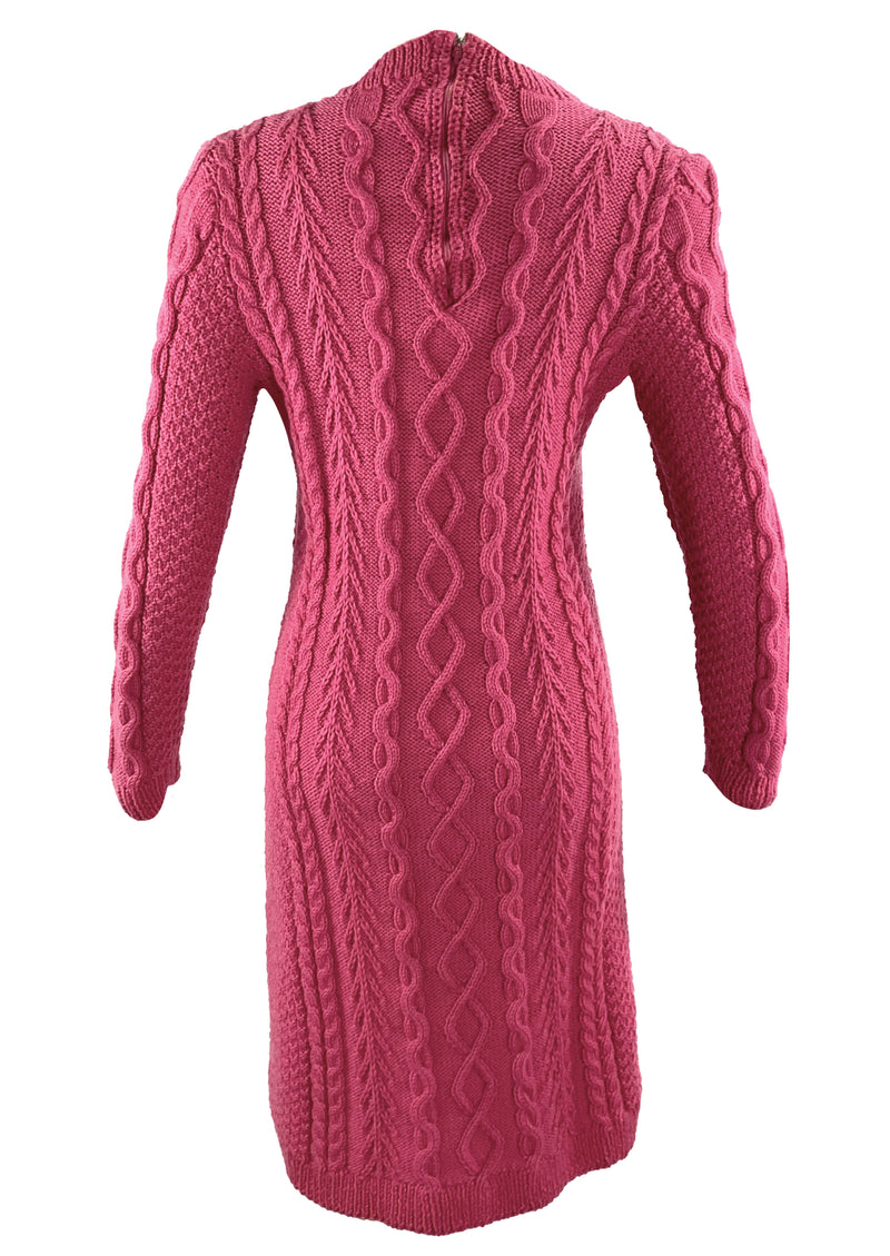 Vintage 1980s Rouge Pink Cable Knit Dress- NEW!