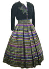 Vintage 1950s Striped Taffeta Dress Ensemble- New!