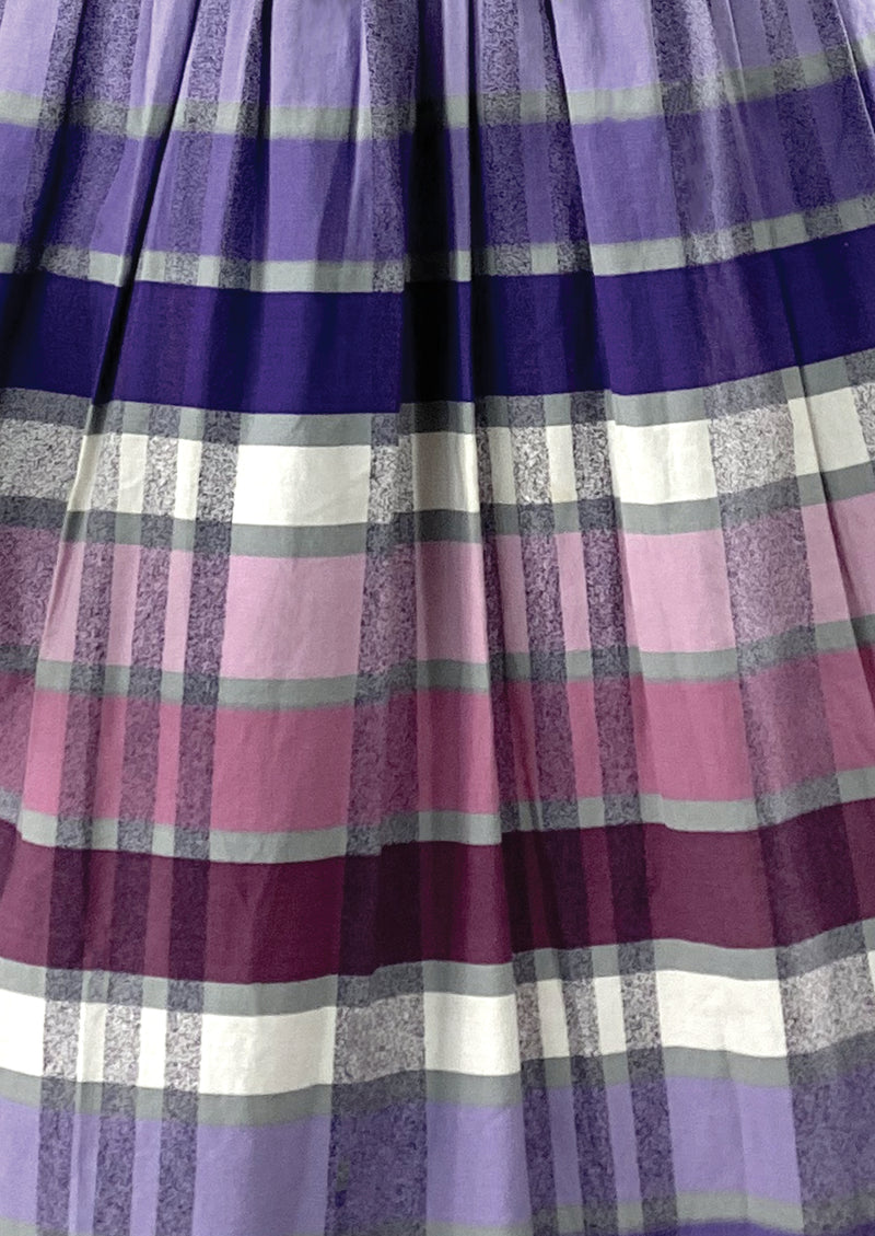 Vintage 1950s Purple, Blue & Pink Plaid Cotton Dress- NEW!