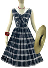 Late 1950s Early 1960s Black & White Plaid Dress- New!