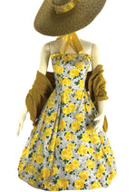 1950s Yellow Roses Cotton Horrockses Dress- New!