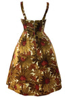 Early 1960s Designer Sunflower Silk Blend Cocktail Dress - New!(