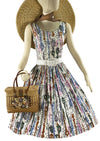 Pretty Late 1950s Novelty Lamp Post Print Dress - NEW!