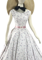 Vintage 1950s Seashell Novelty Print Cotton Dress - New!