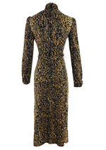 Fabulous 1970s Wild Cat Jersey Print Dress- New!