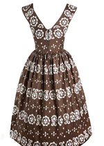 Vintage 1950s Brown and White Horrockses Designer Dress- New!