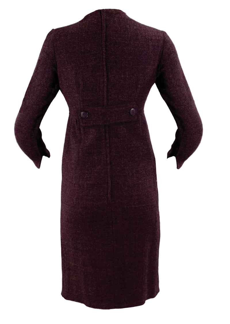 Vintage 1960s Merlot Coloured Flecked Wool Dress- New!