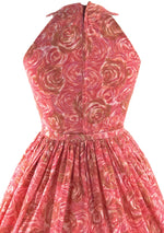 1950s Floral Raspberry Pink Cotton Day Dress - New! (RESERVED)