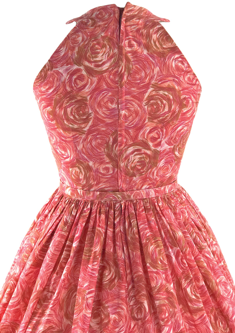 1950s Floral Raspberry Pink Cotton Day Dress - New! (RESERVED)