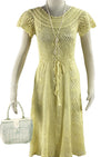 Vintage 1960s Does 1930s Yellow Crochet Dress - New!