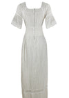 1970s Young Edwardian Look White Cotton Maxi Dress- New!