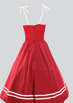 Vintage Nautical 1970s Red Cotton Sundress - New!