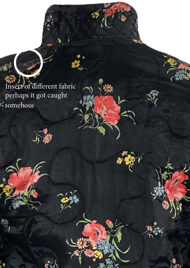 Stunning Early 1930s Black Floral Quilted Jacket  - NEW!