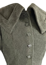 Dramatic 1950s Grey Flecked Wool Princess Coat- NEW!