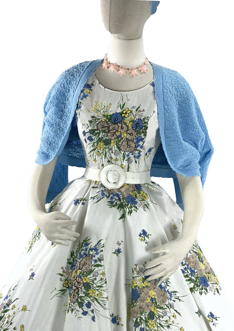 Vintage 1950s Blue Knitted Orlon Bolero- New!
