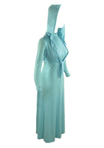 Vintage 1970s Blue Hooded Maxi Dress Ensemble - NEW!