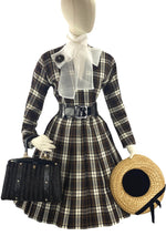 Late 1950s to Early 1960s Brown Plaid Cotton Dress- New!