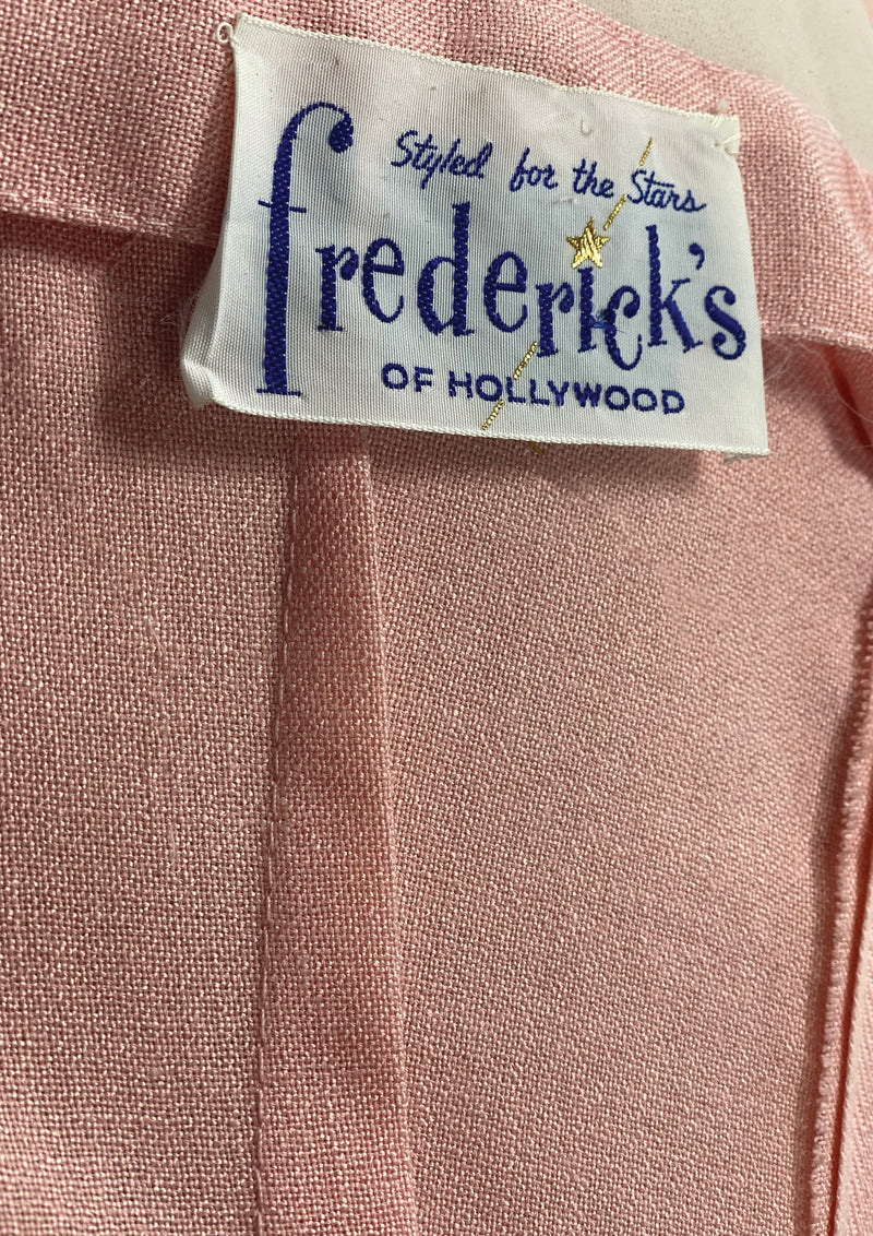 1950s Designer Pink Linen Applique Wiggle Cocktail Dress- New!