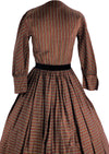 Stunning Late 1950s Bronze Ticking Stripe Faille Dress - New! (ON HOLD)