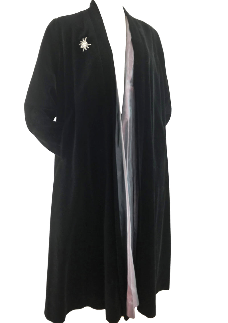 Quality 1950s Black Velvet Dress & Coat Ensemble- New!