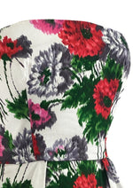 Later 1950s to Early 1960s Zinnia Floral Cotton Dress - NEW!
