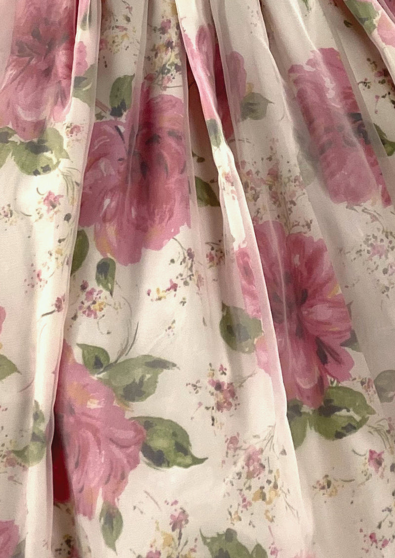 Vintage Late 1950s Pink Roses Dress with Overlay- NEW!