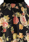 Striking Late 1950s Pink Cabbage Roses on Black Taffeta Dress- NEW!