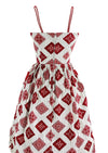 Lovely 1950s Ticking Stripe with Bandeau Squares Sundress- New!