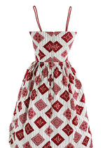 Lovely 1950s Ticking Stripe with Bandeau Squares Sundress- New!