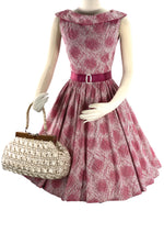Vintage 1950s Pink Grid Pattern Cotton Dress- New!