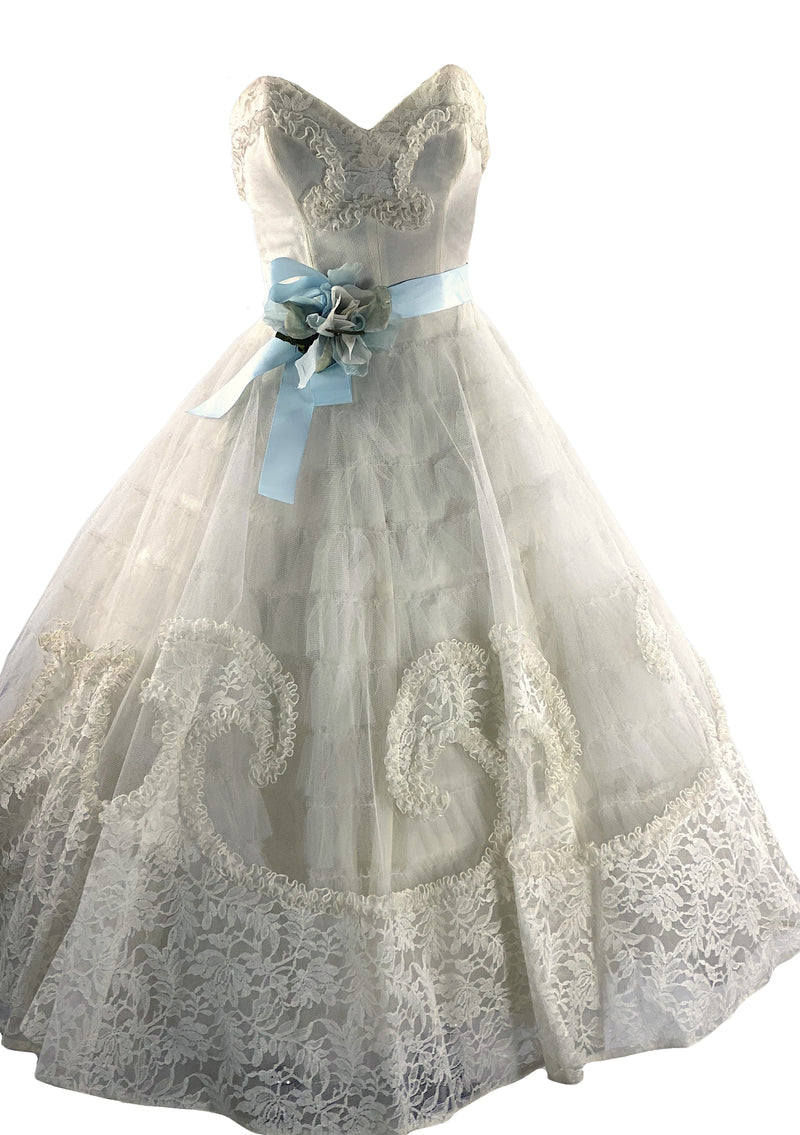 Late 1950s Ivory Tulle & Lace Party Dress  - New!