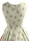 Amazing 1950s Pink Floral Applique Cotton Dress- New!