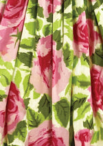 Vintage 1950s Full Blown Pink Roses Print Cotton Dress - NEW!
