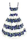 Late 1950s Blue Roses Designer Cotton Dress - NEW!
