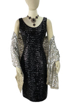 Eye-Catching Early 1960s Black Sequin Sheath Dress - NEW!