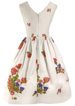 Late 1950s Early 1960s White Floral Garland Pique Dress - New!