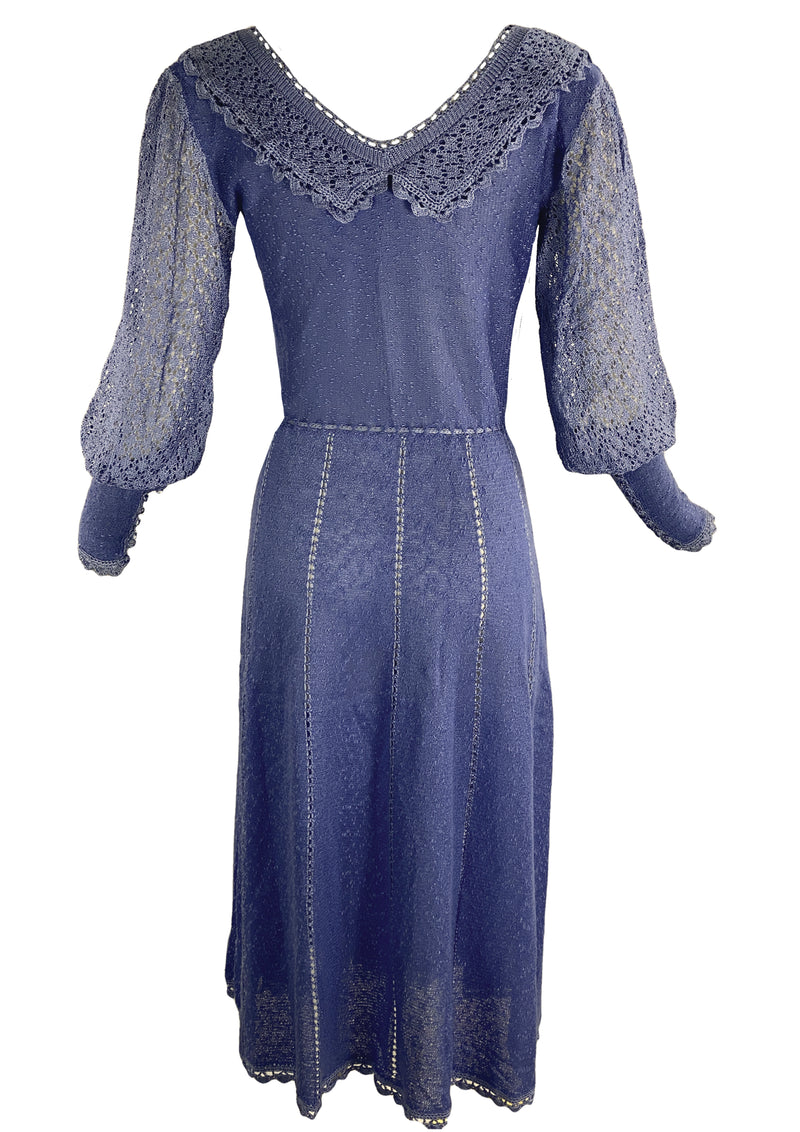 1970s Lavender Boucle Cotton Knit Dress- New!