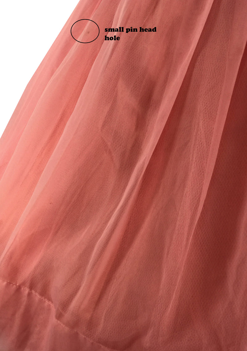 Vintage 1950-1960s Coral Chiffon Dress Ensemble  - New!
