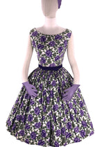 1950s Purple Floral Cotton Dress - New!