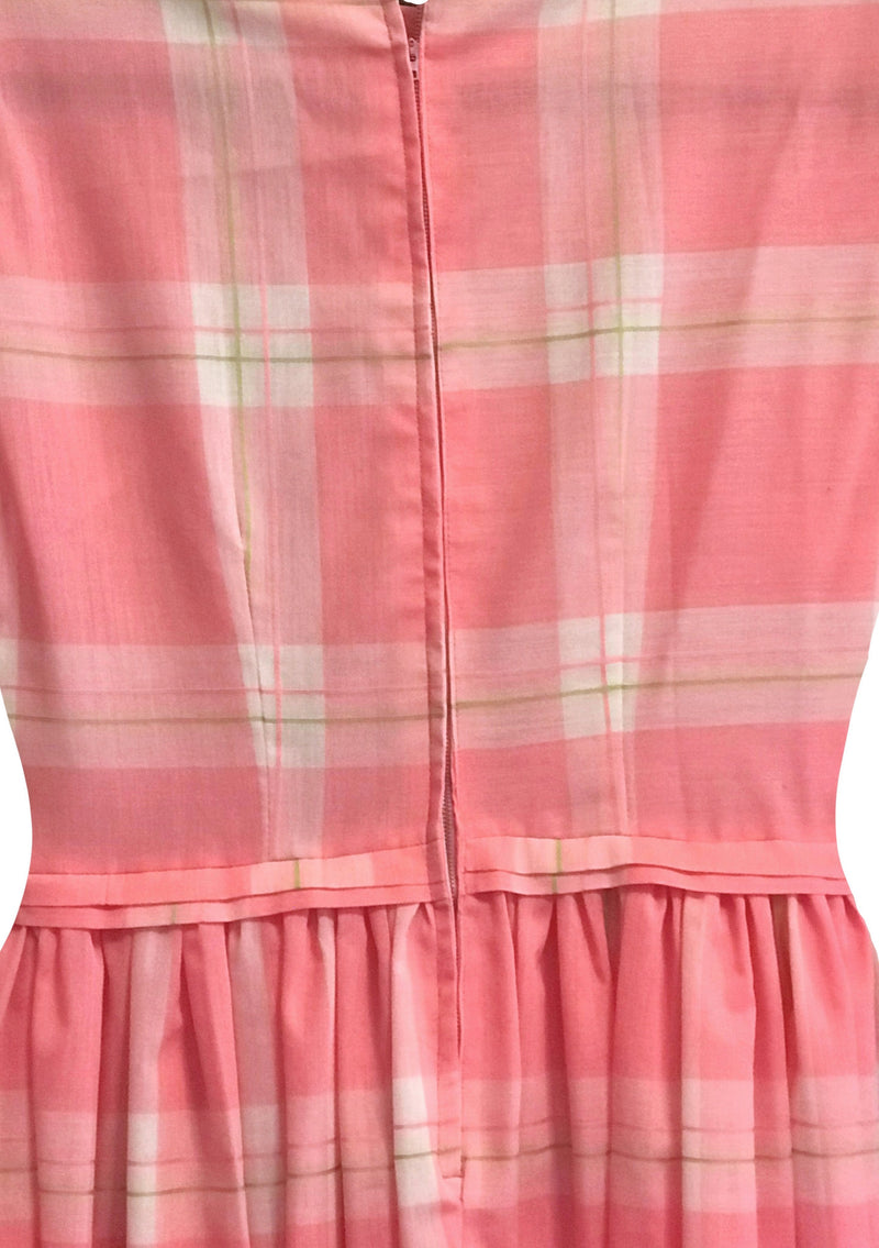 Vintage 1950s Pink Plaid Cotton Blend Dress- New!