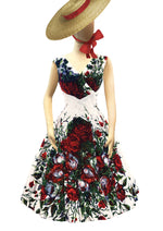 Late 1950s Spectacular Red Floral Print Designer Dress- New!