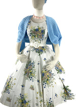 Vintage 1950s 3D Trapunto Floral Bouquet Dress- New!